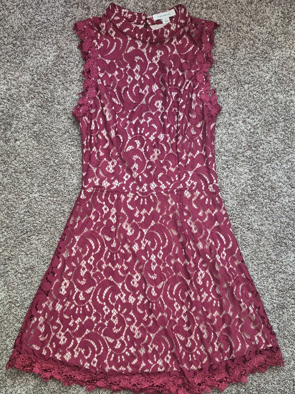 Francesca's Collections Sleeveless Lace Dress in Wine Burguandy Size S Small